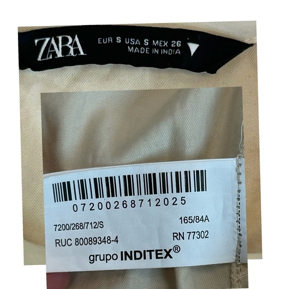 Zara cream short sleeve cargo wide leg jumpsuit Sz S pockets front zip NWOT - Picture 11 of 13